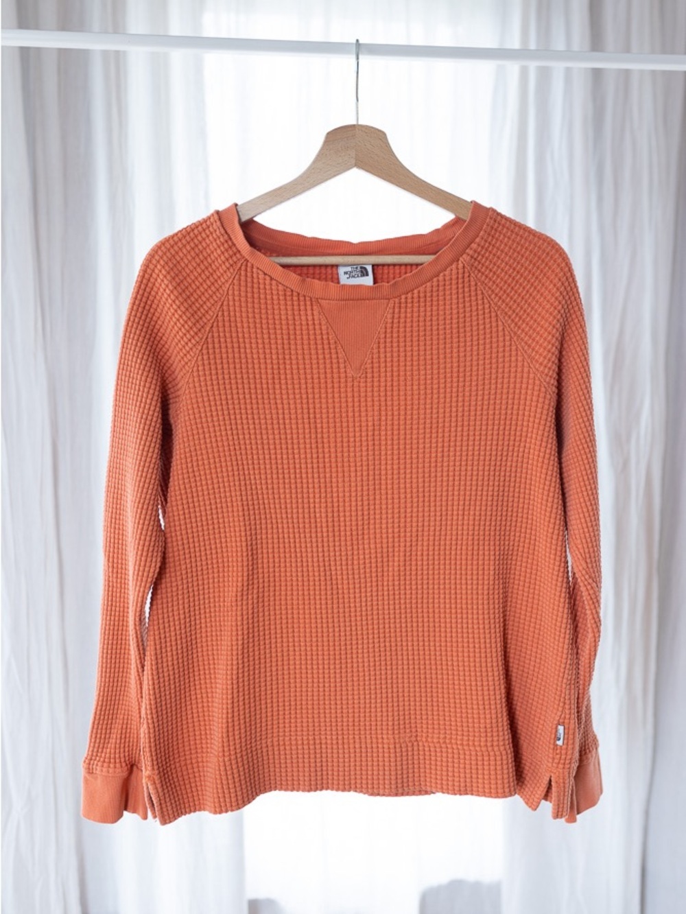 The North Face Rust-Orange Waffle Knit Crew Sweatshirt